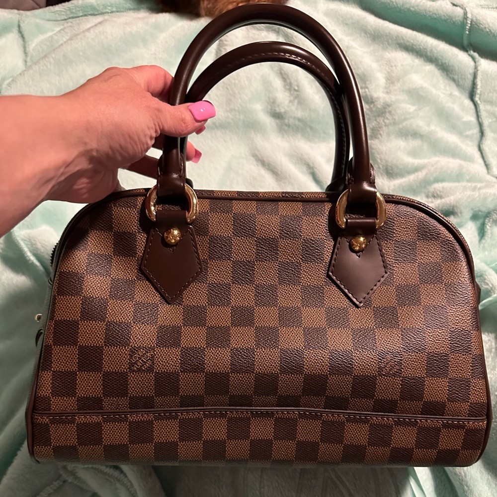 AUTHENTIC LOUIS VUITTON——Duomo Damier Ebene Double Top Handle Bag